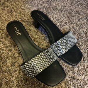 Black rhinestone sandals